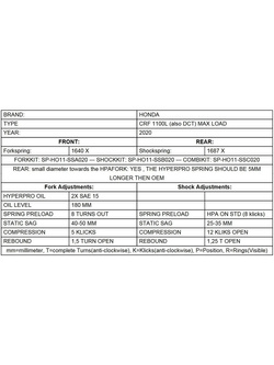Zestaw podwyższający wysokość motocykla Touratech Honda CRF1100L Africa Twin (20-) maksymalne obciążenie [+20 mm]