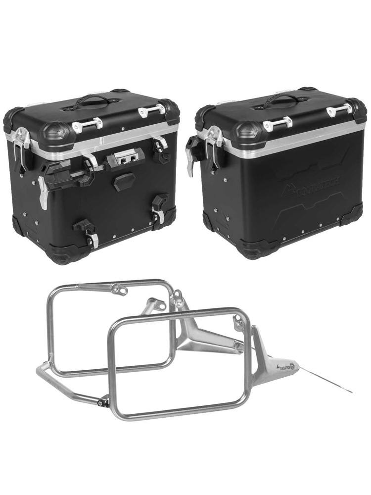 Zestaw: kufry boczne z anodowanego aluminium czarne "And-Black" Zega Evo + stelaże Touratech do BMW R1300 GS (23-) (45+45L)
