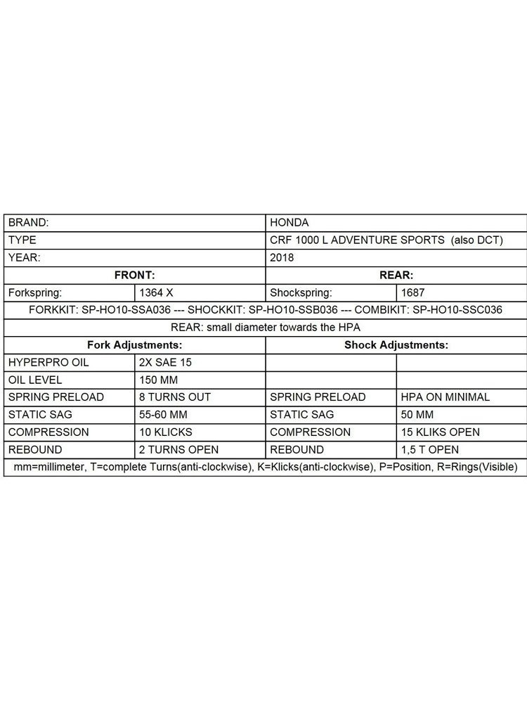 Zestaw sprężyn progresywnych przedniego zawieszenia widelca Touratech do Honda CRF1000L Africa Twin Adventure Sports (18-)