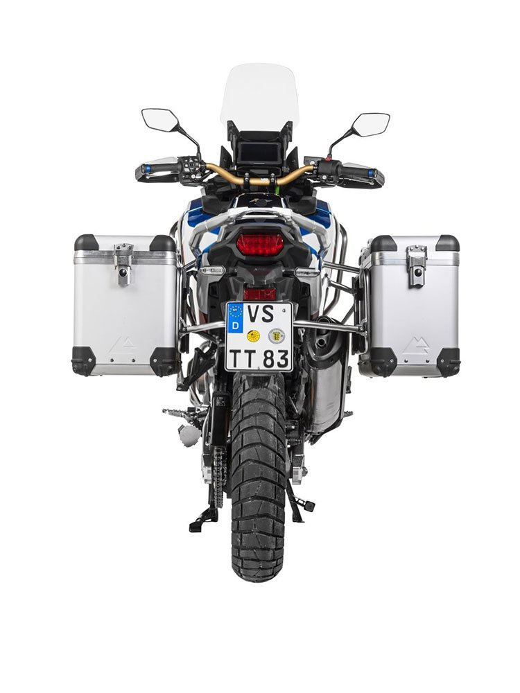 Zestaw: kufry boczne z anodowanego aluminium "And-S" Zega Pro + stelaże srebrne Touratech Honda CRF1100L Africa Twin (22-)/ Adventure Sports (38+45L)