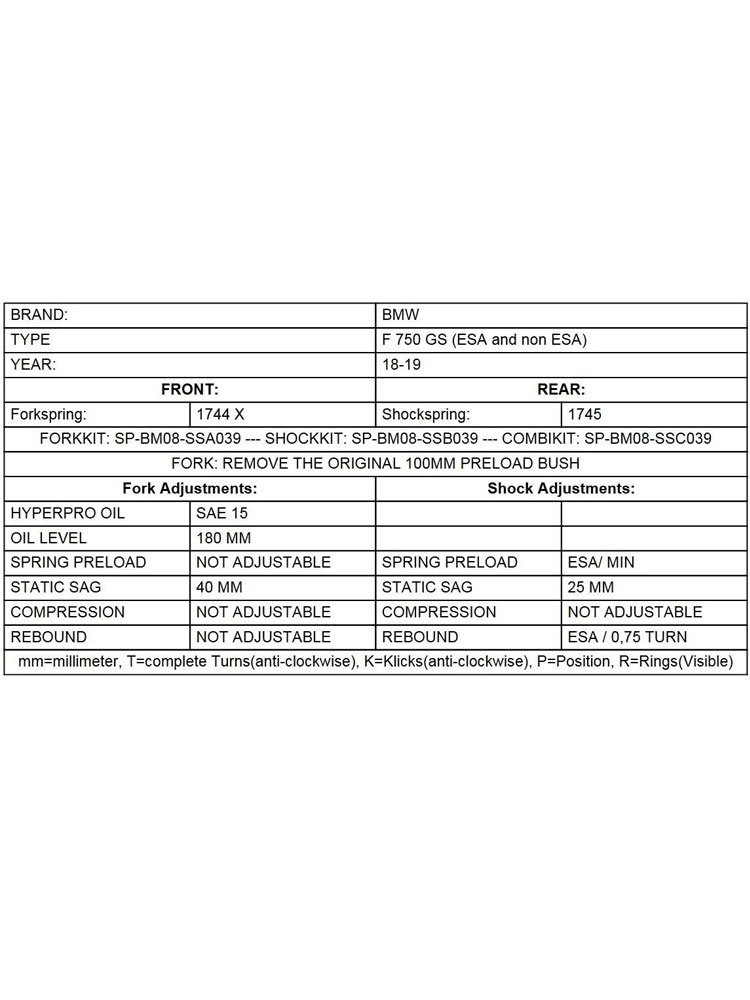 Zestaw sprężyn progresywnych przedniego zawieszenia widelca Touratech do BMW F750GS (18-)