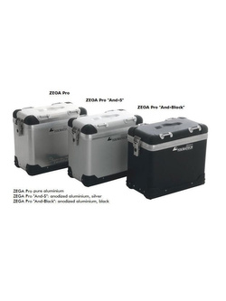 Zestaw: kufry boczne aluminiowe czarne Zega Pro + stelaże srebrne Touratech KTM 1050 Adventure/ 1090 Adventure/ 1290 Super Adventure (-20)/1190 Adventure/R (31+38L)