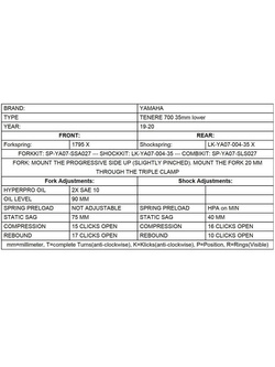 Zestaw obniżający wysokość motocykla o 35 mm Touratech do Yamaha 700 Tenere (19-)