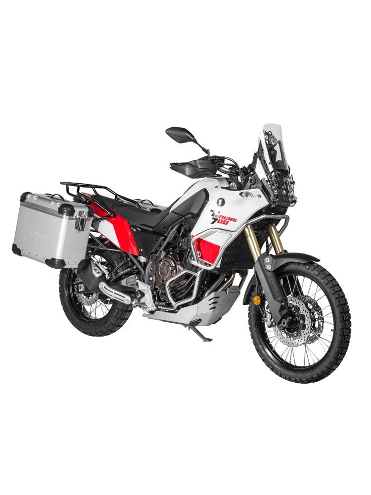 Zestaw: kufry boczne z anodowanego aluminium srebrne "And-S" Zega Evo + stelaże czarne Touratech Yamaha Tenere 700 / World Raid (38+45L)