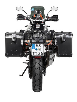 Zestaw: kufry boczne z anodowanego aluminium czarne Zega Evo X + stelaże czarne Touratech KTM 1050 Adventure/ 1090 Adventure/ 1290 Super Adventure (-20)/ 1190 Adventure/R (2 x 45L)