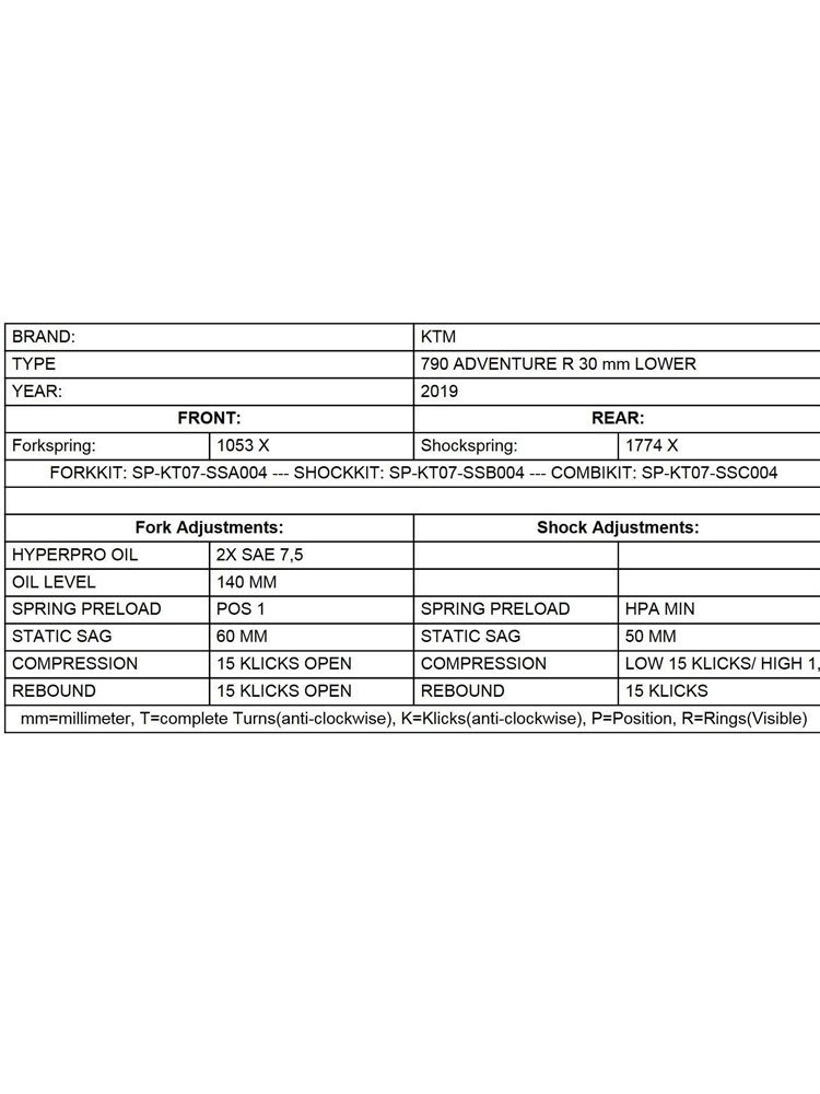 Zestaw obniżający wysokość motocykla -30 mm Touratech do KTM 790 Adventure R (19-)