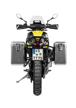 Zestaw: kufry boczne srebrne Zega Mundo + stelaże czarne Touratech Aprilia Tuareg 660 [poj.: 31+38l]