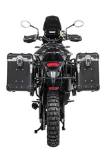 Zestaw: kufry boczne z anodowanego aluminium srebrne "And-Black" Zega Evo + stelaże czarne Touratech Triumph Tiger 900 Rally / Pro / GT / GT Pro (20-) [poj.: 38+45l]