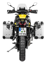 Zestaw: kufry boczne z anodowanego aluminium srebrne "And-S" Zega Evo + stelaże Touratech Aprilia Tuareg 660 [poj.: 31+38l]